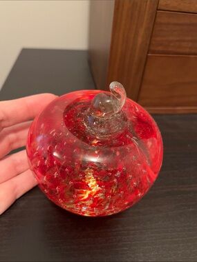 Handblown Red Glass Apple Paperweight